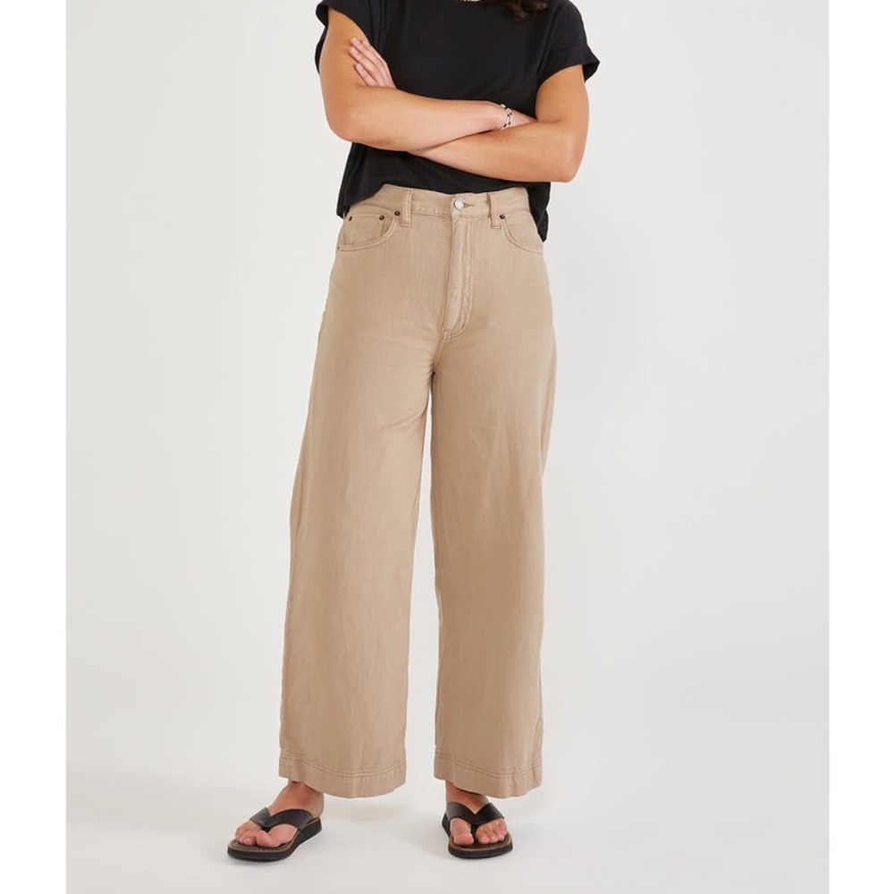 Etica Ethically Made Devon Wide Leg Crop Jean Tan Dune 27